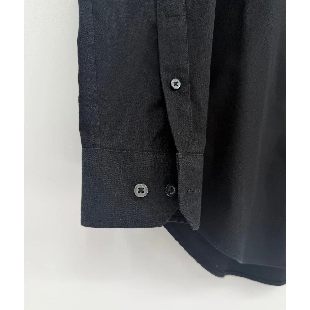 Banana Republic Mens Slim Fit Non-Iron Cotton Long Sleeve Button Down Black M